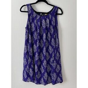 Maeve Anthropologie Purple Floral Silk Shift Dress Sleeveless Lt Weight Lined S